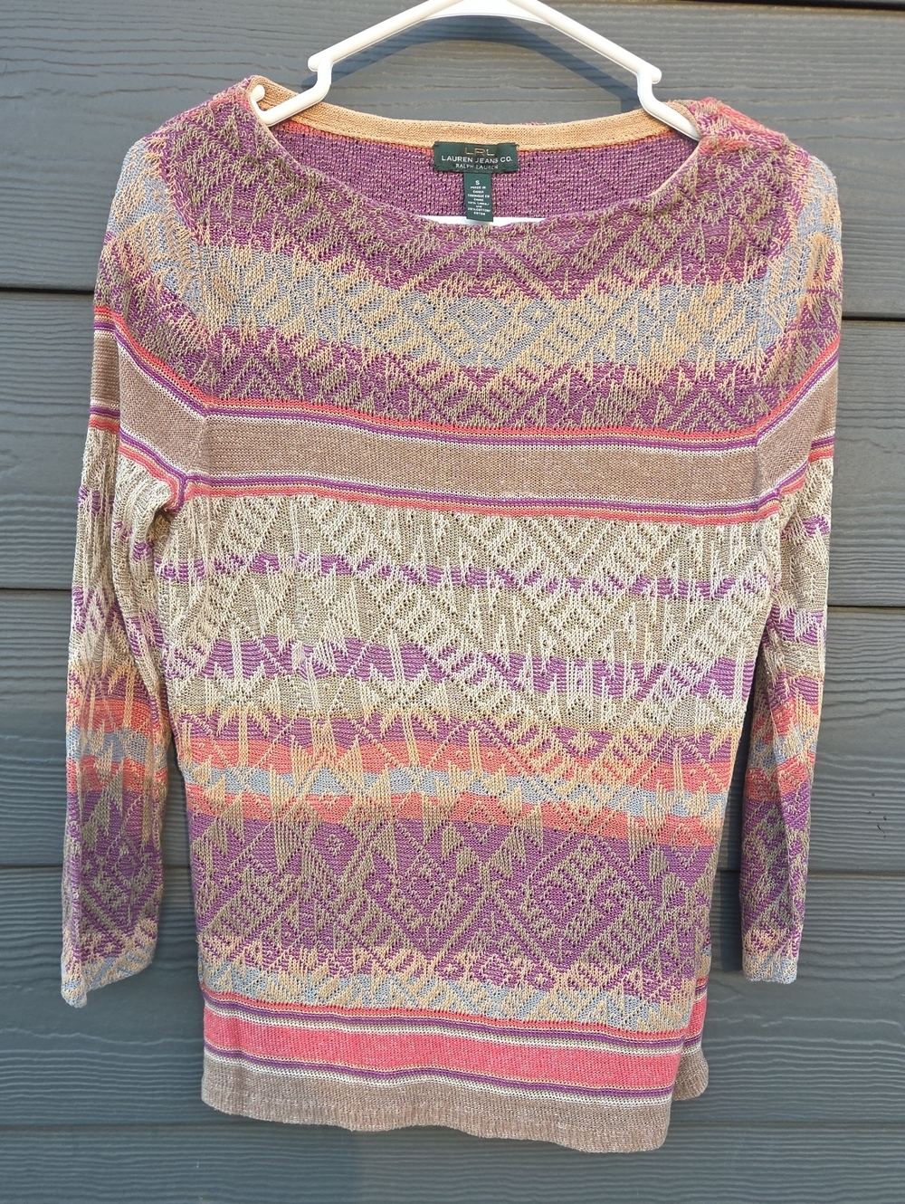 Lauren Ralph Lauren Multicolor Knit Tank in Purple and Tan